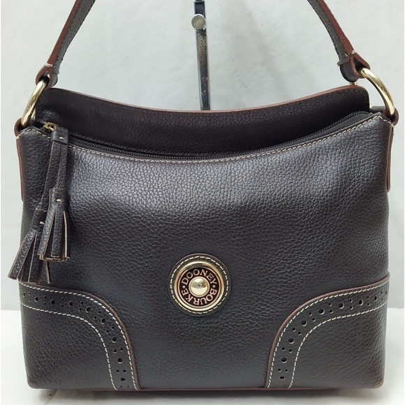 Dooney & Bourke Brown Pebbled Leather Zipper Closure Hobo Shoulder Bag - Picture 16 of 16